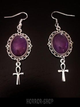 Eternal life amethyst ankh - korvikset