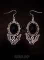 Silver wings and black moon - earrings