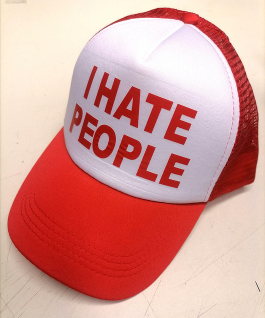 I Hate people  - trucker cap, red