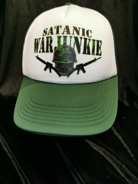 Satanic Warjunkie -green trucker cap