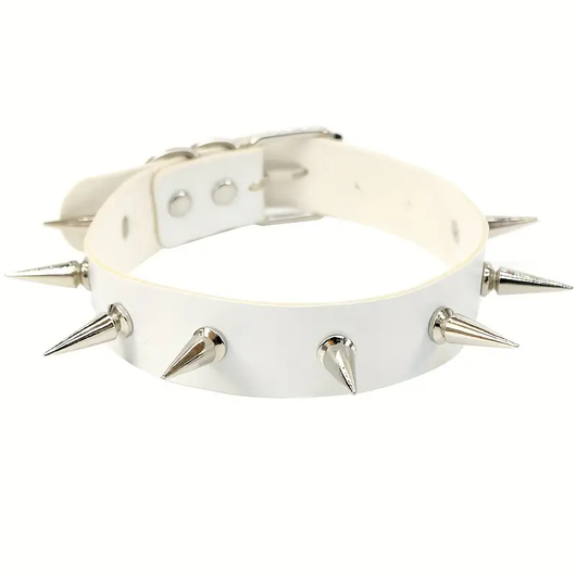 Spike neclacklace/choker white long spikes