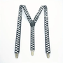 Black White Plaid Men's Suspenders, 2,5cm