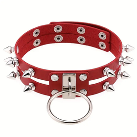 Two row Spike neclacklace/choker, red