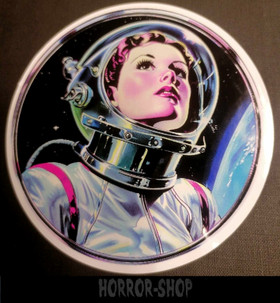 Spacewoman, round vinyl sticker