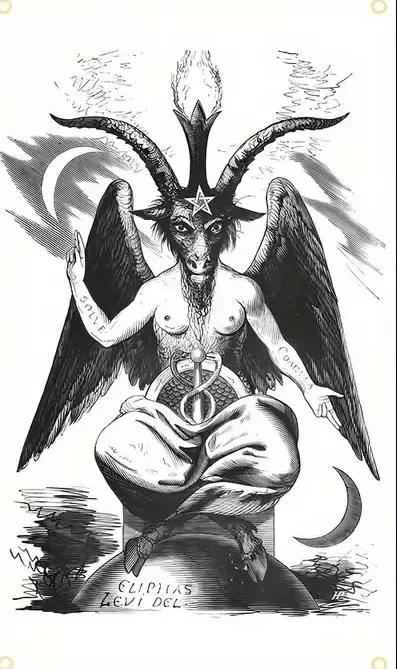 Baphomet white, wall flag
