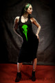 Crow skull green long dress