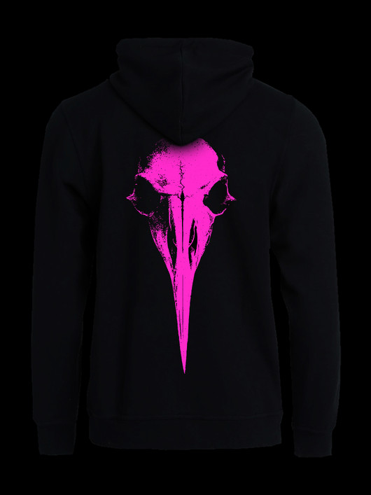 Crow skull hoodie with pink print
