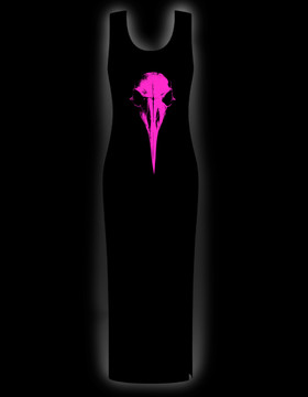 Crow skull pink long dress