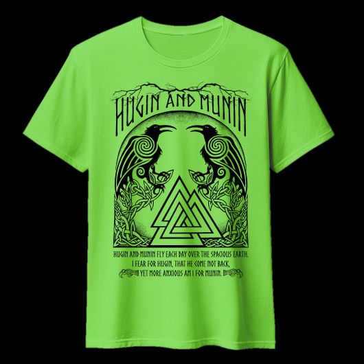Hugin and Muninlime green T-shirt