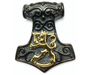 Lion Hammer 2 – Black Steel Pendant with Gold-Plated Lion