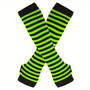 Black and neon green striped fingerless long wristband
