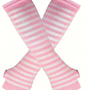 White and pink striped fingerless long wristband
