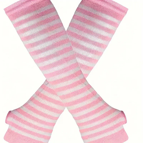 White and pink striped fingerless long wristband