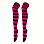 Black and rose red striped Knee socks