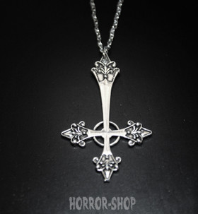 Satanic cross, koristeellinen, metallin värinen (riipus)