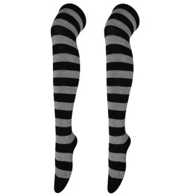 Black and grey triped Knee socks