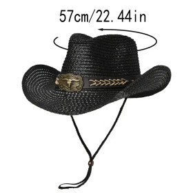 Black straw cowboy hat