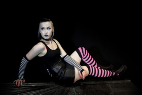 Black and pink striped Knee socks