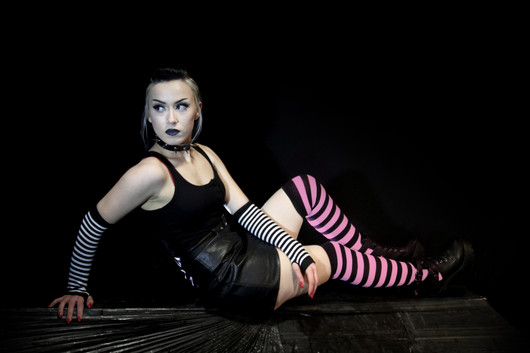 Black and pink striped Knee socks