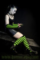Black and neon green striped Knee socks