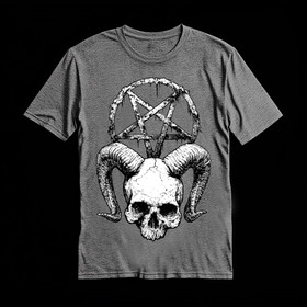 SKULL AND THE PENTAGRAM gray (T-shirt)