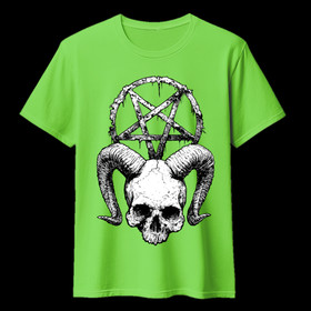 SKULL AND THE PENTAGRAM lime green (T-shirt)