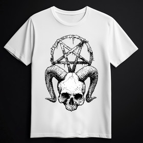 SKULL AND THE PENTAGRAM white (T-shirt)