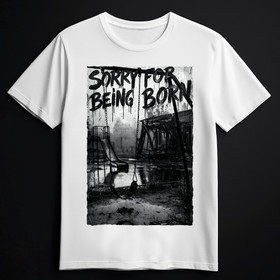 Sorry to be born (valkoinen T-paita)