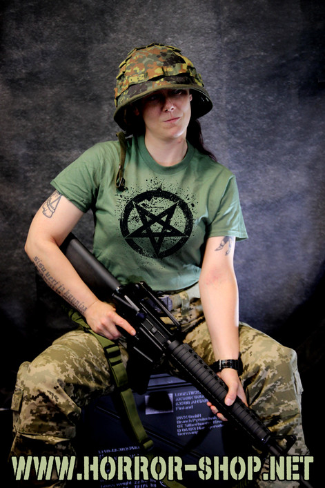 SPLATTER PENTAGRAM army green (T-shirt)