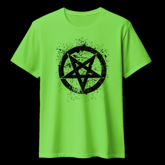 SPLATTER PENTAGRAM lime green (T-shirt)