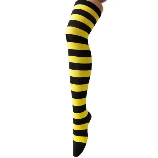 Black andyellow triped Knee socks