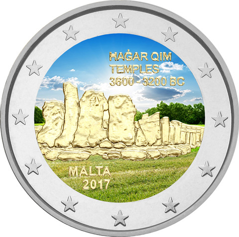 Malta 2 € 2017 Hagar Qim väritetty