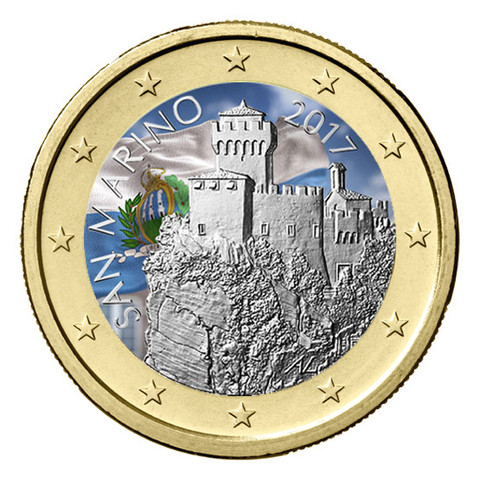 San Marino 1 € 2017 La Césta UNC väritetty
