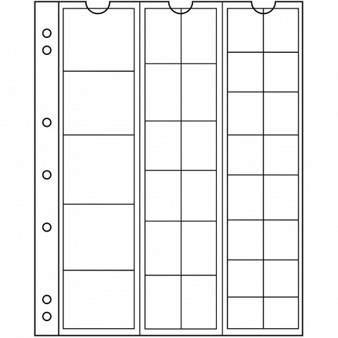 Leuchtturm Numis- kolikkolehti, 33:lle kolikolle, vaihteleva Ø, 5-pack