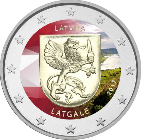 Latvia 2 € 2017 Latgale väritetty