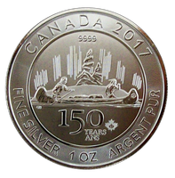 Kanada 5 $ 2017 Kanada 150 vuotta Voyager 1oz Ag