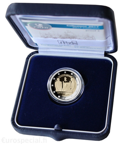 Italia 2 € 2018 Perustuslaki 70 vuotta Proof
