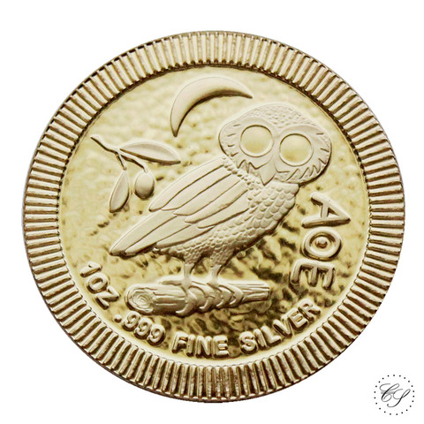 Niue 2018 Pallas Athenen pöllö hopeakolikko 1 oz kullattu