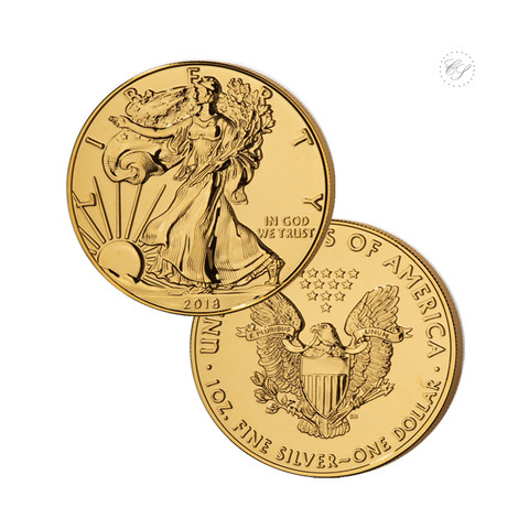 Yhdysvallat 2018 American Silver Eagle hopearaha kullattu