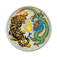 Australia 1 $ 2018 Tiger & Dragon 1oz Ag VÄRITETTY