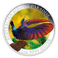 Australia 1 $ 2018 Birds of Paradise 1oz Ag VÄRITETTY
