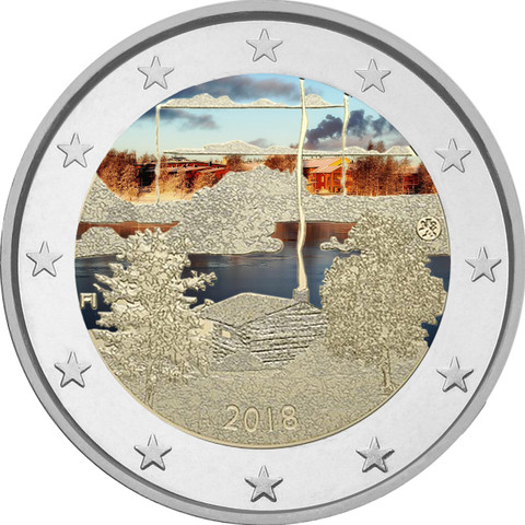 Suomi 2 € 2018 Suomalainen saunakulttuuri väritetty
