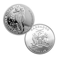 Barbados 1 $ 2019 Karibian merihevonen 1 oz Ag