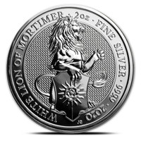 Britannia 5 £ 2019 Queen's Beast Valkoinen Leijona 2oz Ag