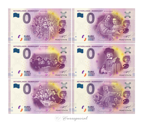 Alankomaat 0 € 2019 Rembrandtin taidetokset, 6-mix UNC