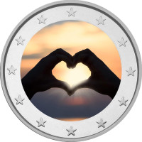 Ystävänpäivä 2 € 2020 -juhlaraha, väritetty (#2)
