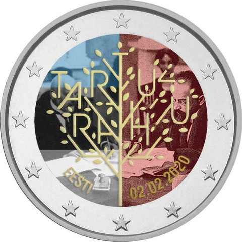 Viro 2 € 2020 Tarton rauha 100 vuotta, väritetty (#1)