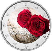 Ystävänpäivä 2 € 2020 -juhlaraha, väritetty (#3)