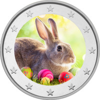 Pääsiäinen 2 € -juhlaraha, väritetty (#1)