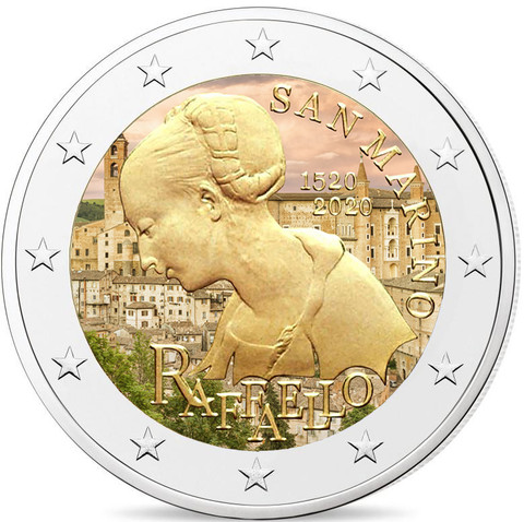 San Marino 2 € 2020 Raffaello, väritetty (#3)